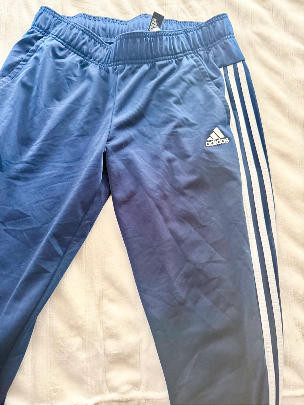 adidas Youth Blue Jogger Sweatpants with White Side Stripes